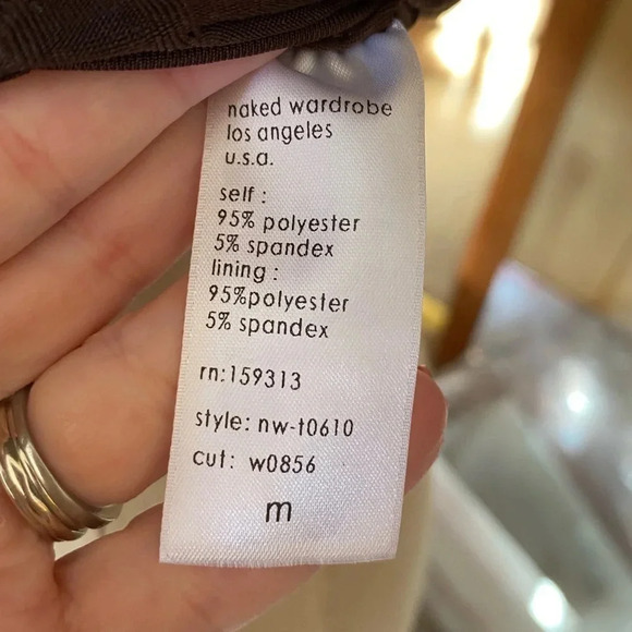 naked wardrobe open back mock neck crop top brown M - Picture 4 of 5